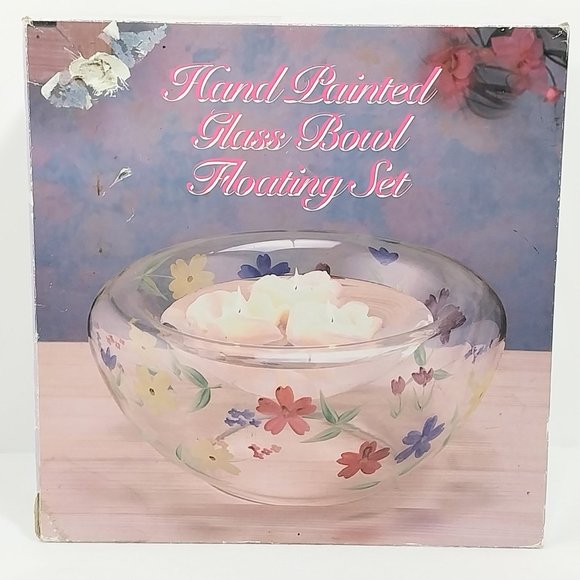 Walmart Other - Vintage Hand Painted Blown Glass Bowl (Without Floating Candles) #1348